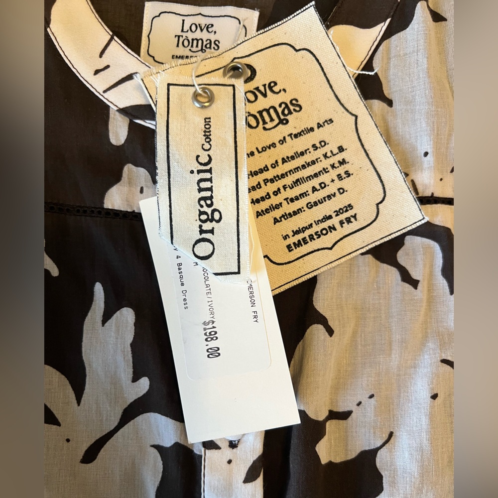 NWT Emerson Fry Lucy 4 Basque Dress in Chocolate/Ivory Floral size M - Picture 8 of 8